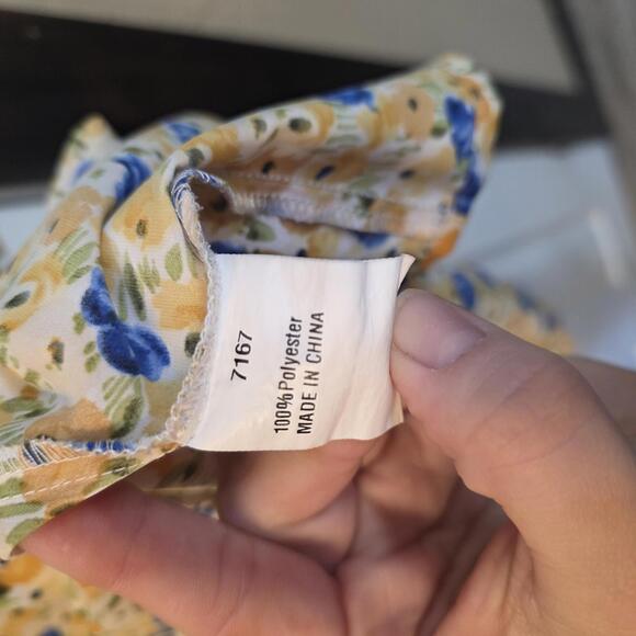 BTFBM Women's Yellow Floral Print Polyester Blouse- XL - Picture 3 of 7